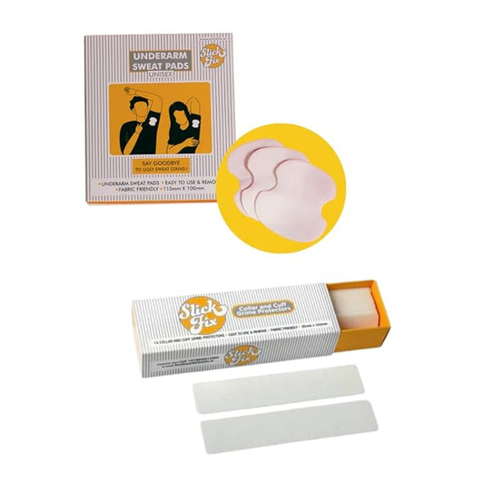 Slickfix Stain Guard Combo Pack: Collar and Cuff Grime Protectors & Underarm Sweat Pads