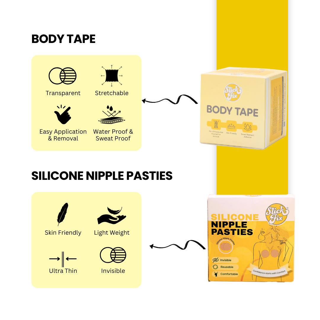 SlickFix Body Tape & Silicone Nipple Pasties combo