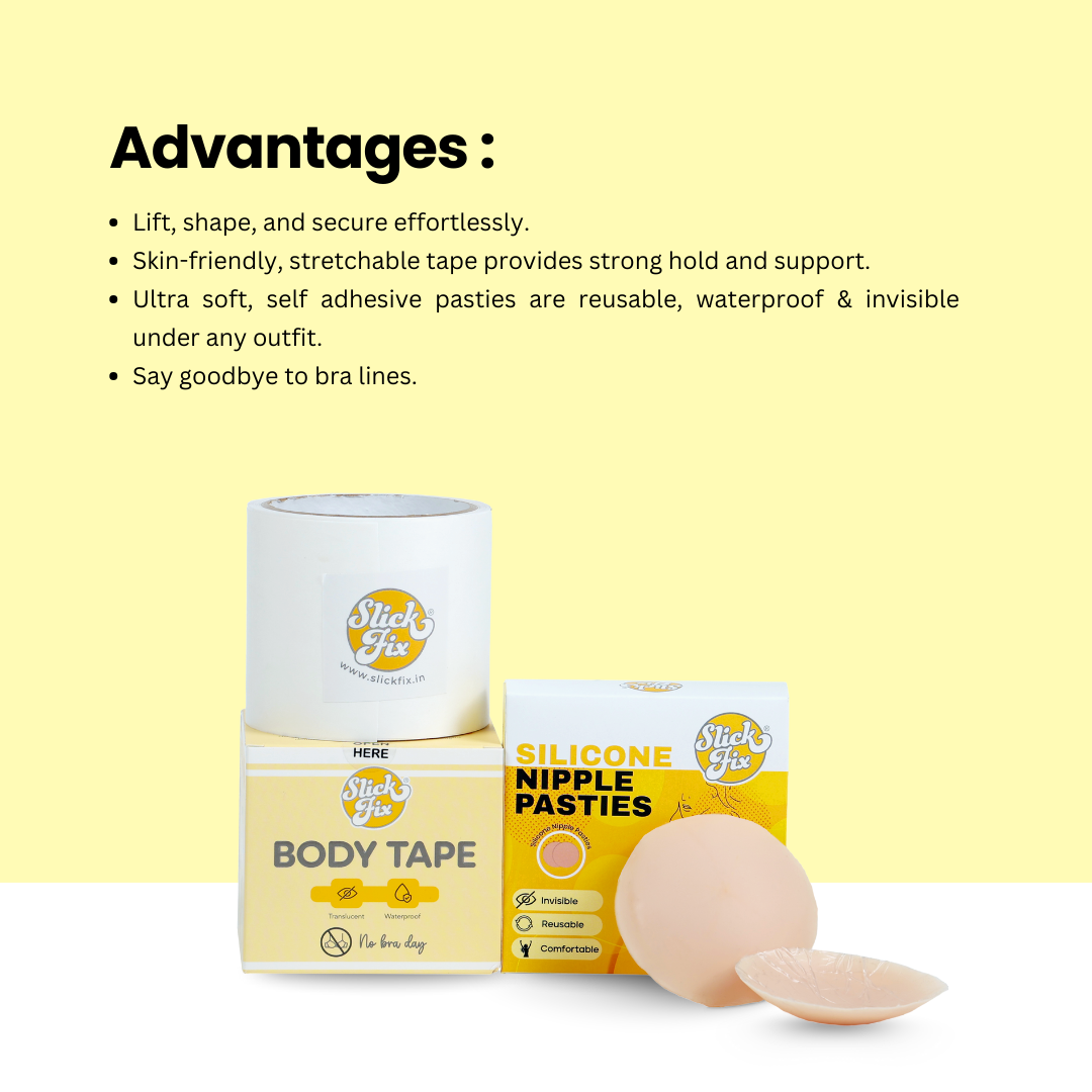 SlickFix Body Tape & Silicone Nipple Pasties combo