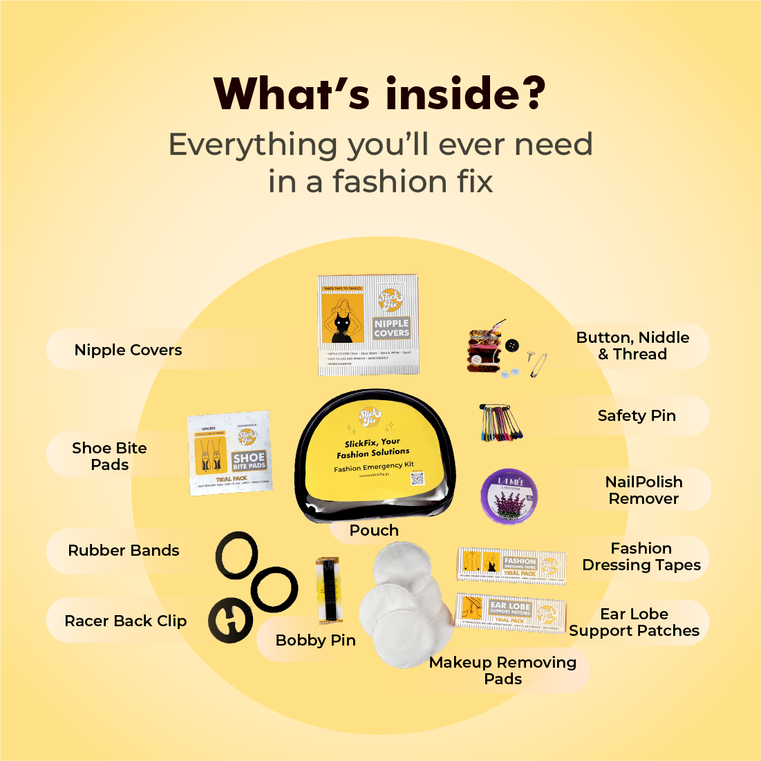 SlickFix Fashion Emergency Kit with Travel Pouch