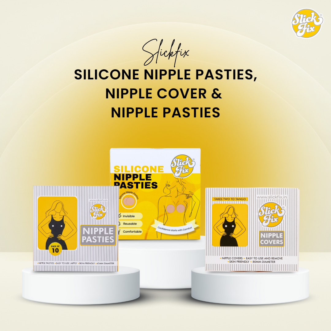 SlickFix 3-in-1 Nipple Cover Set – Skin Nipple Covers, Nipple Pasties & Silicone Nipple Pasties