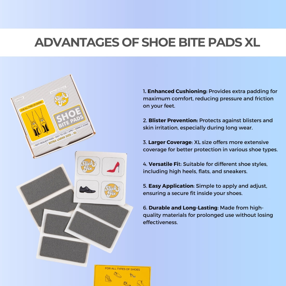 SlickFix Shoe Bite Protector Pads (X-Large): Skin-Friendly pads for Ultimate Comfort