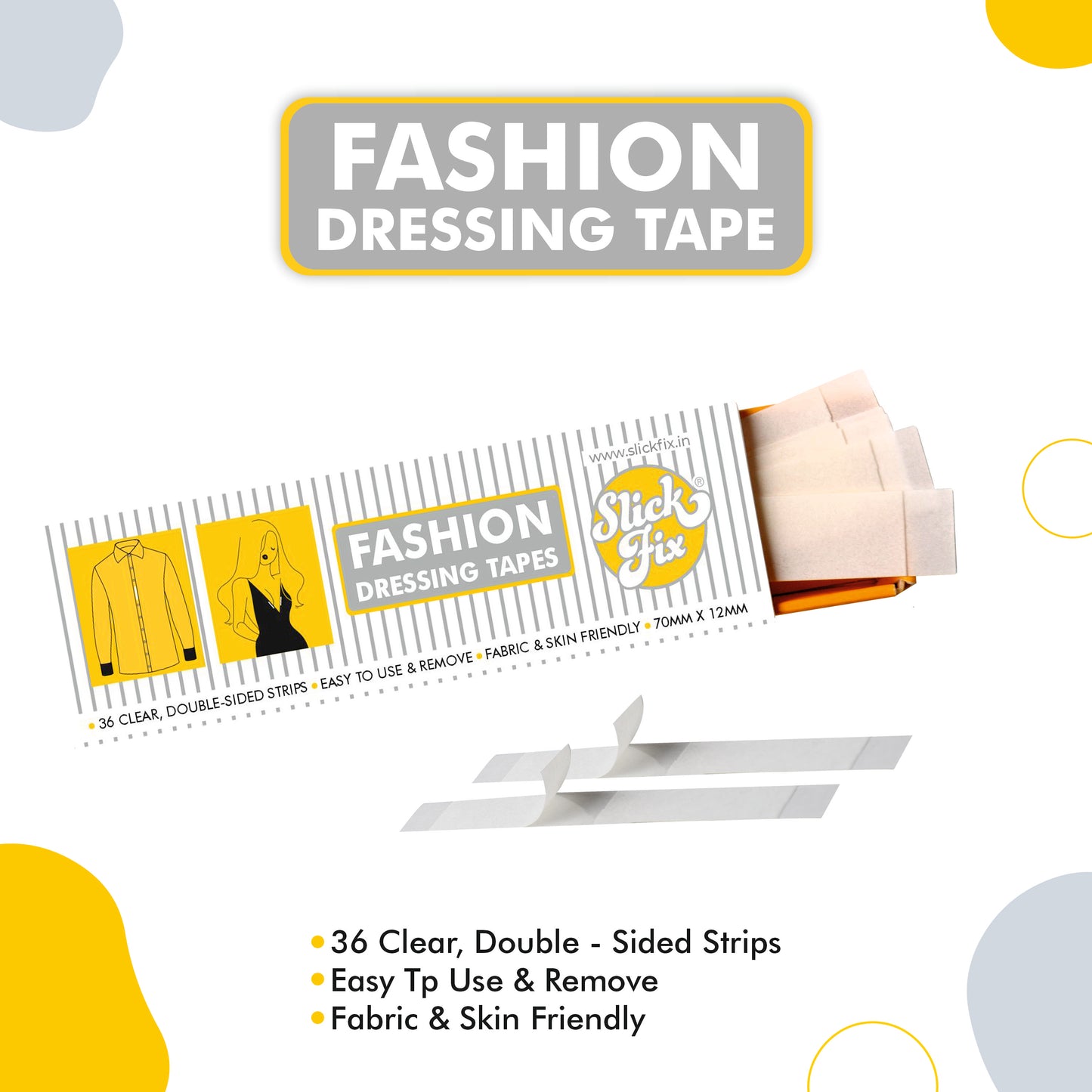 Slickfix Combo Pack - Fashion Dressing Tape (36 pcs each) & Nipple Covers (Transparent Colour) (10 pcs each)