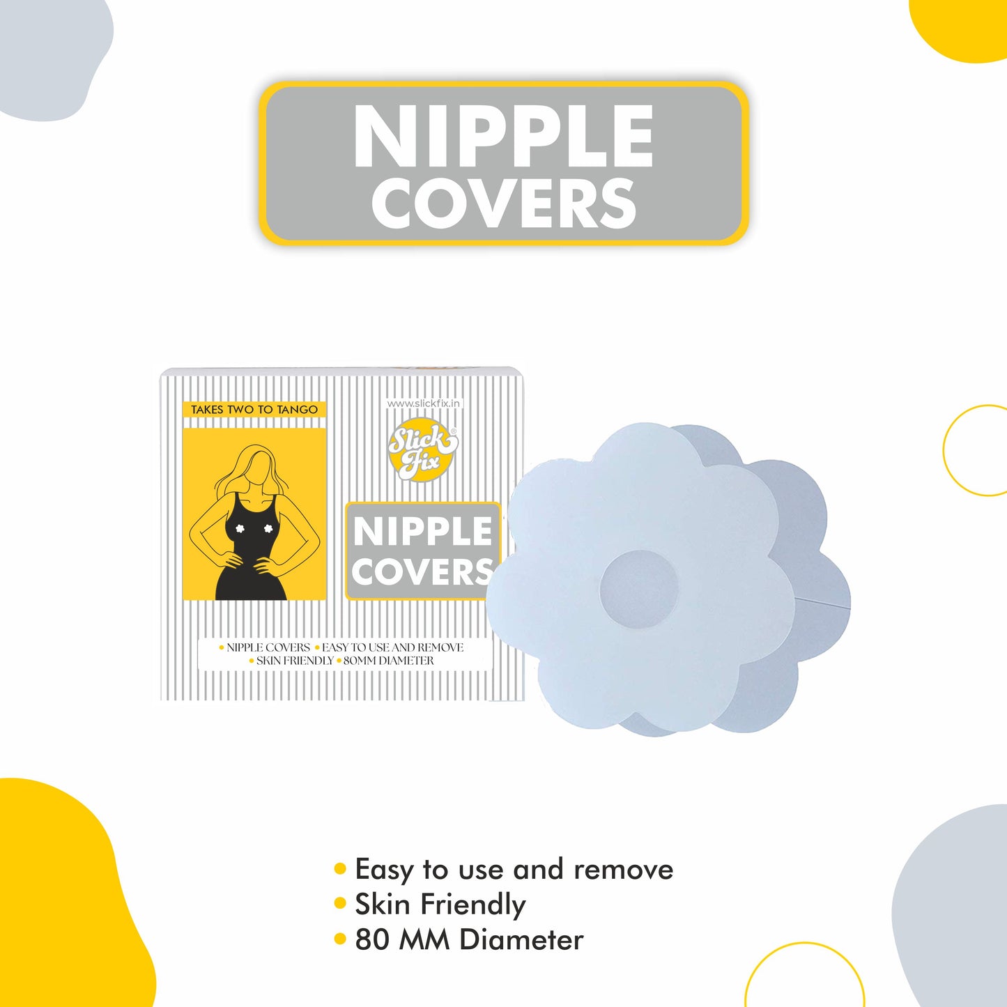 Slickfix Combo Pack - Fashion Dressing Tape (36 pcs each) & Nipple Covers (Transparent Colour) (10 pcs each)