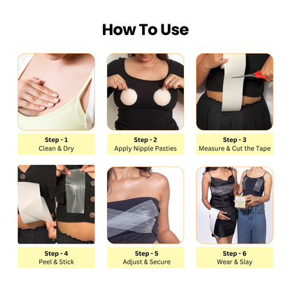 SlickFix Body Tape & Silicone Nipple Pasties combo