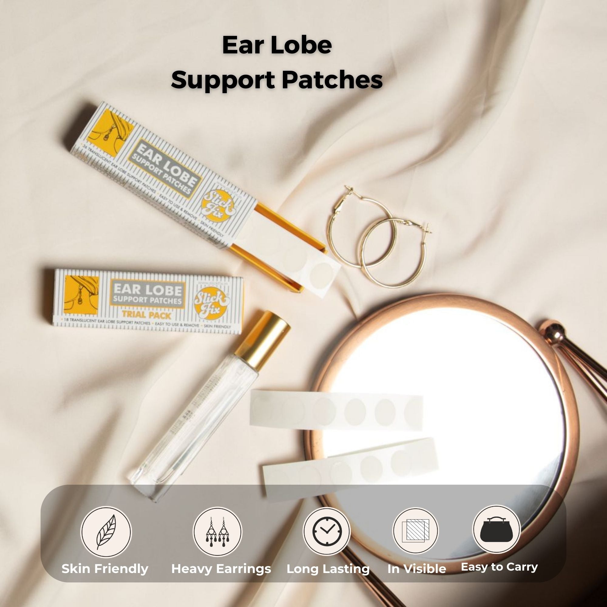 Gold Max Ear Lobe Tape (Pack Of 30) Invisible Ear Lobe Support Patches for  Heavy Earrings